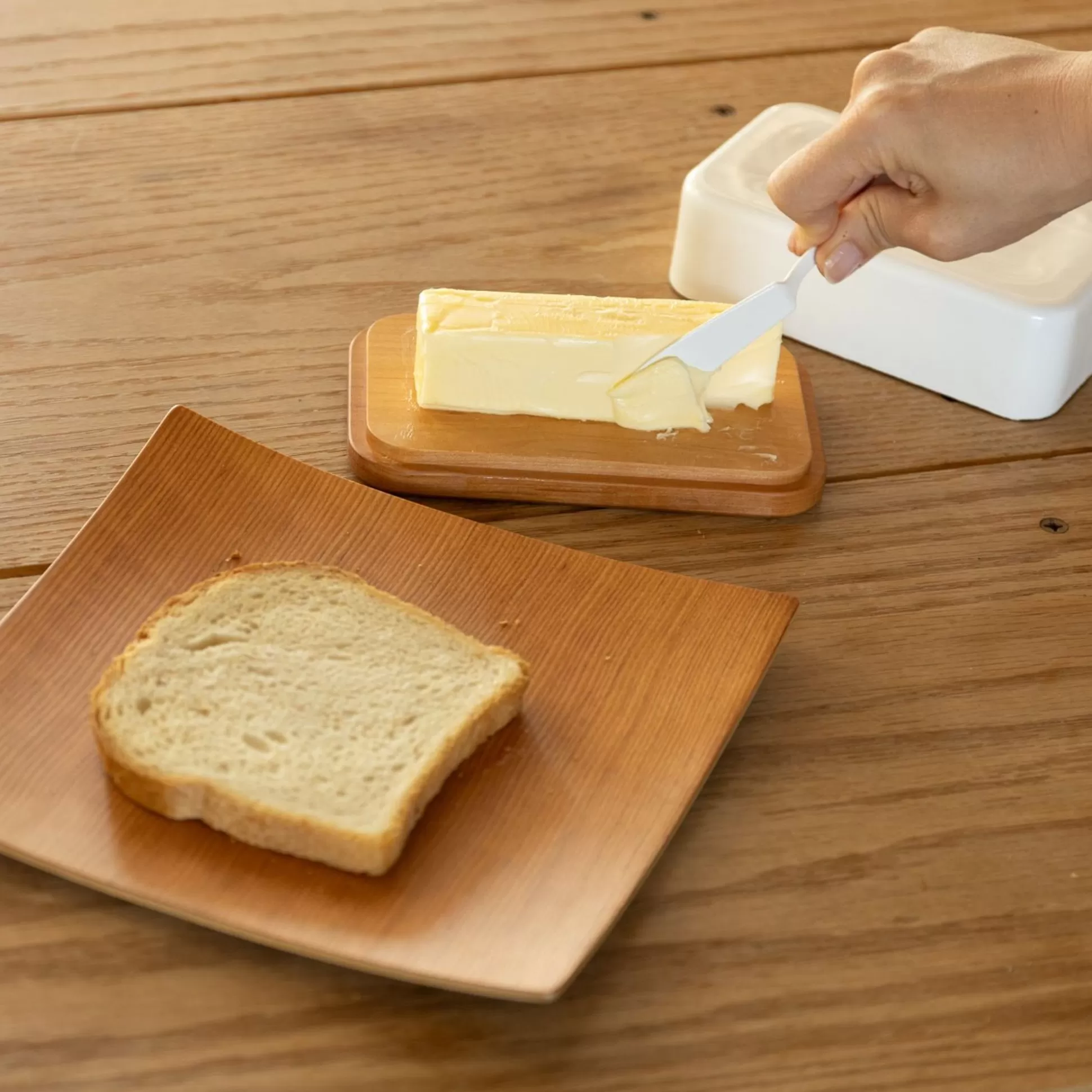 Hot Noda Horo Enamel Butter Case With Wood Lid Storing