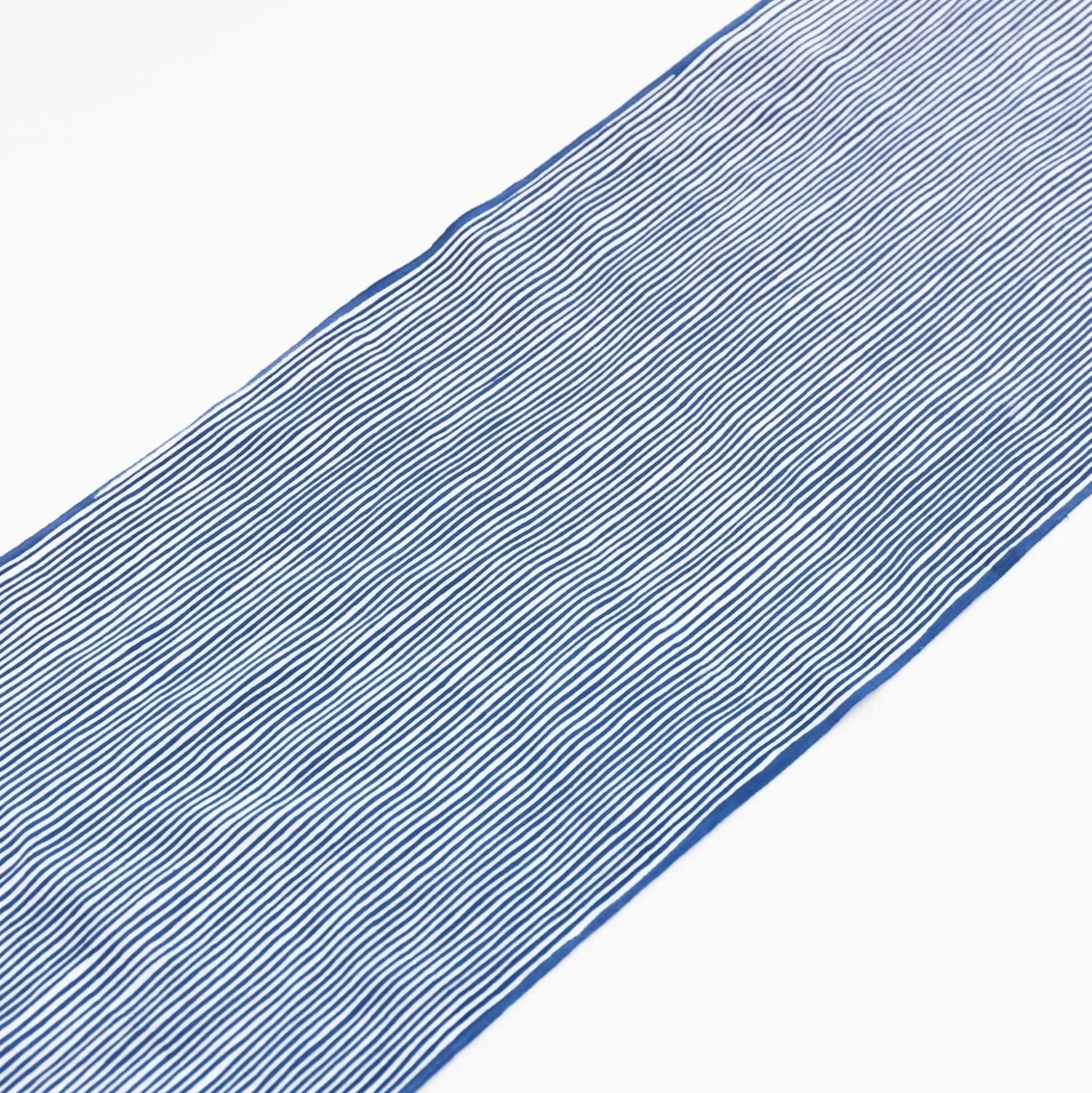 Clearance Tenugui - Blue Wavy Staggered Stripe Traditional